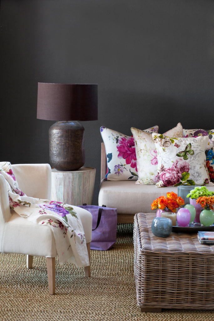 decorating with florals -- couch -- garden and home