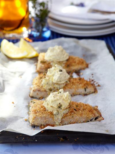 CRUMBED LINEFISH WITH WHIPPED CAPER BUTTER
