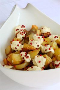 PEPPERY ROASTED SWEET AND REGULAR POTATOES