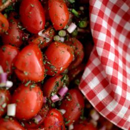 TOMATO, OLIVE AND RED ONION SALAD