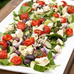 GREEK SALAD WITH ROASTED TOMATOES
