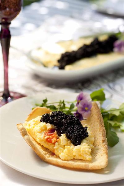 EGG MOUSSE WITH MELBA TOAST AND CAVIAR