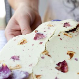 WHITE CHOCOLATE WITH CANDIED ROSE PETALS