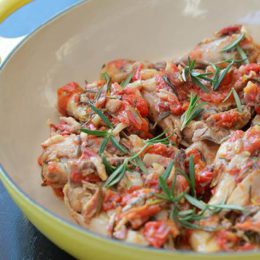 CHICKEN WITH PANCETTA, BELLA TOMATOES AND ROSEMARY