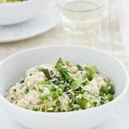 PEA AND ASPARAGUS RISOTTO WITH BASIL AND LEMON