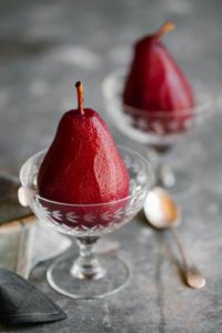 PEARS POACHED IN PORT