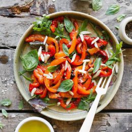 ROASTED RED PEPPERS WITH APPLE CIDER VINAIGRETTE