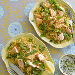 POACHED SALMON WITH HERB COUSCOUS