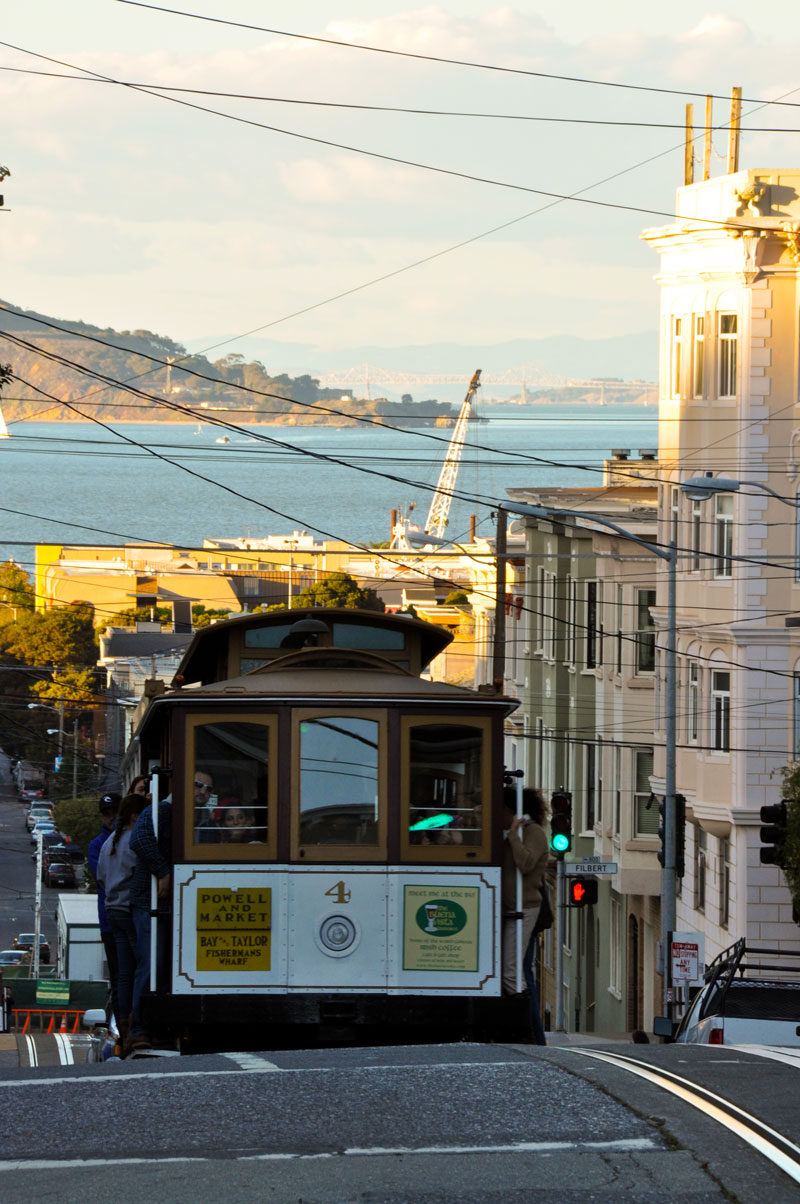 Cable cars ply the steep city streets.