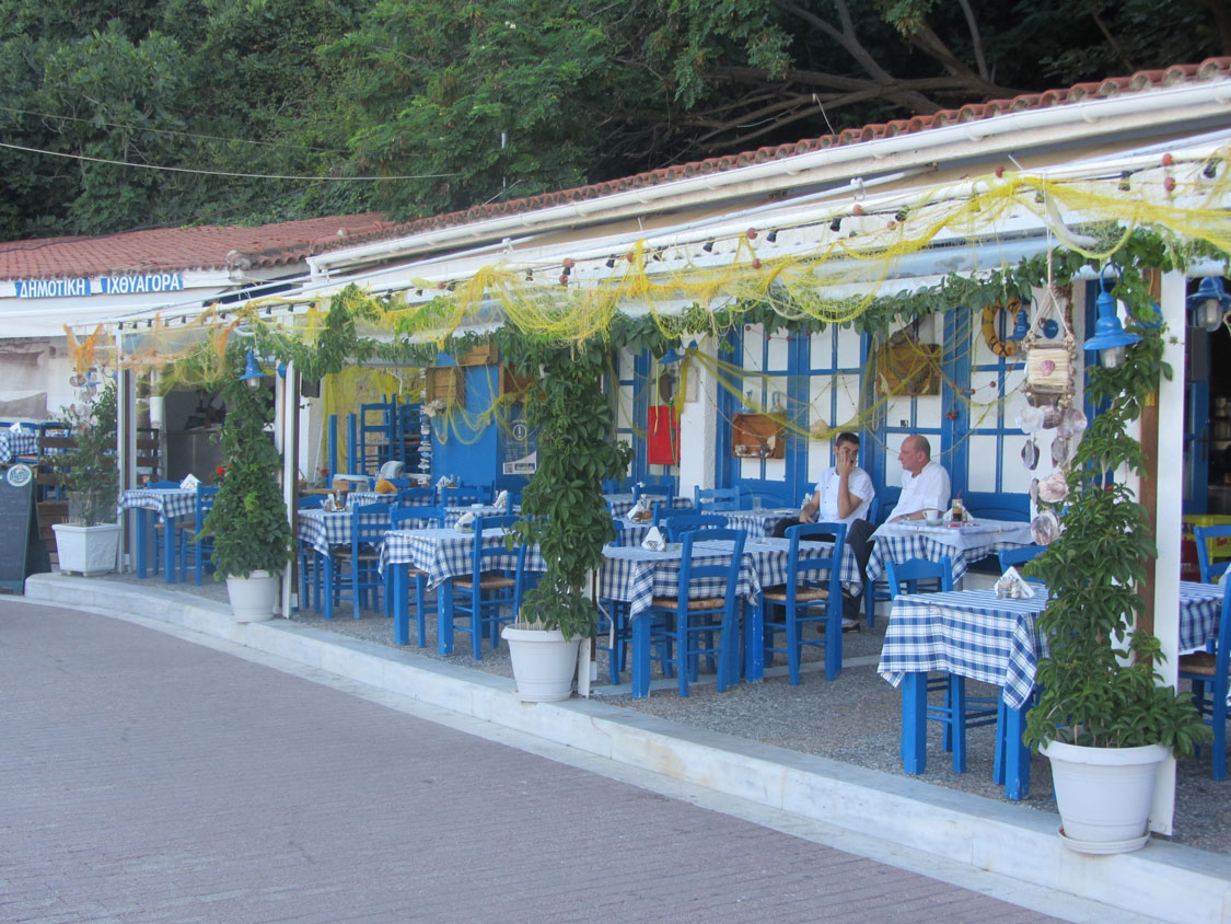 One of many tavernas in the old harbour