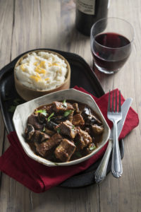 BRAISED BEEF WITH ALE AND MUSHROOMS