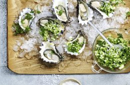 Oysters with cucumber salad