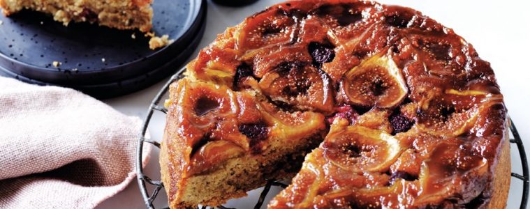 Fig & Raspberry Upside-Down Linzer Cake