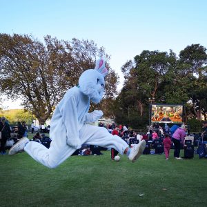 Easter Bunny jumping