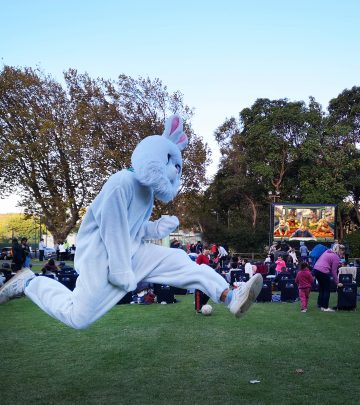 Easter Bunny jumping