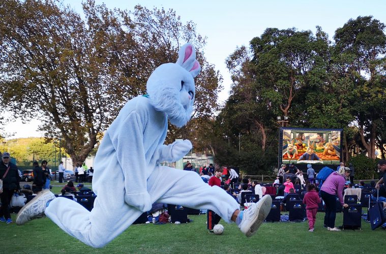 Easter Bunny jumping