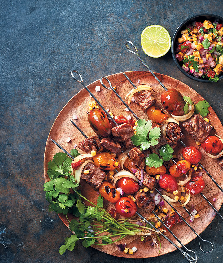 Steak kebabs with onion, corn and sun-dried tomato salsa | SA Garden and Home