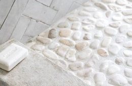 DIY pebble shower floor tiles