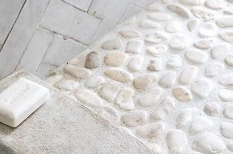 DIY pebble shower floor tiles