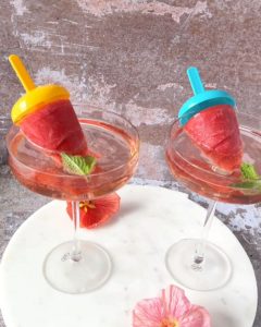 Sparkling rosé strawberry cocktails
