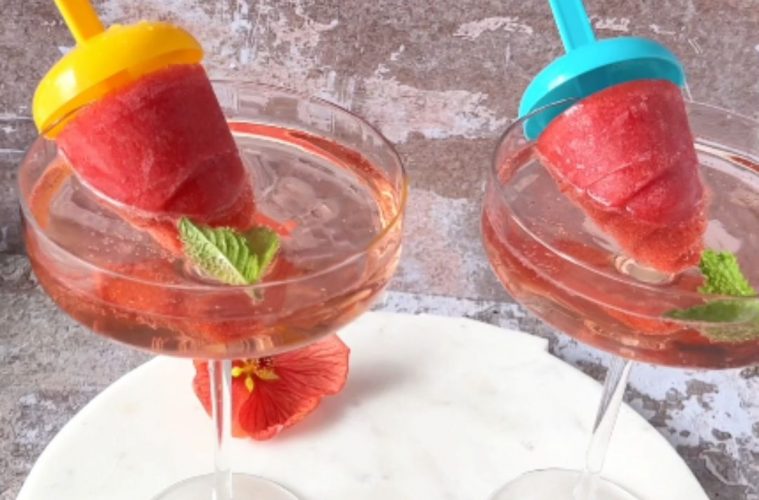 Sparkling rosé strawberry cocktails