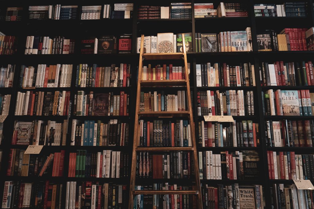 bookshelf with ladder