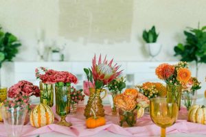 a mixture of flowers as a centrepiece