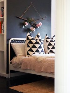 a feature wall in a bedroom