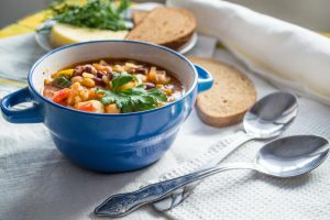 textured soup with beans