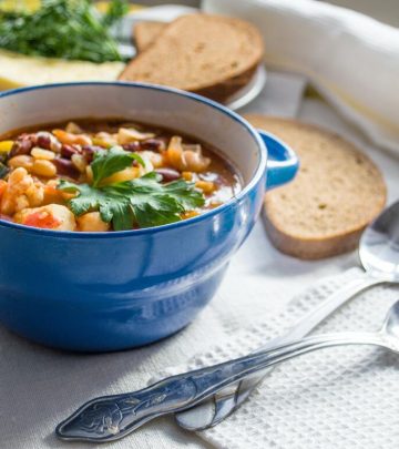 textured soup with beans