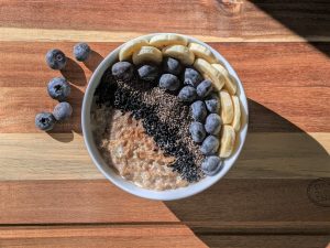 a bowl of oats with chia seeds