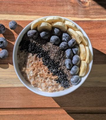 a bowl of oats with chia seeds