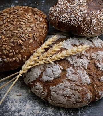 three freshly baked loaves of bread