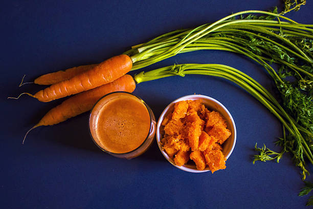 fresh juice from organic carrots with waste pulp