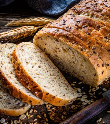 Homemade bread cut with seeds