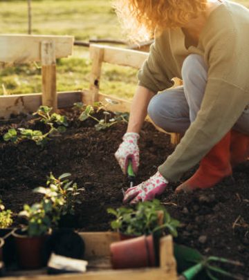 Woman gardening in her garden