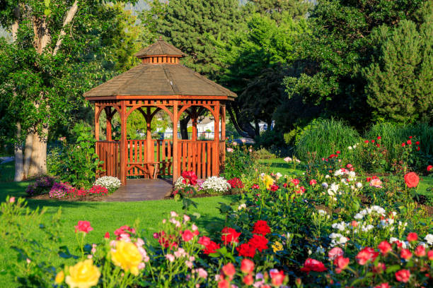 Wooden Gazebo in as yard as a statement pieces