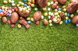 Easter egg hunting background.