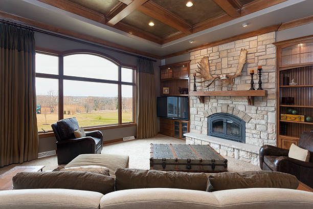 Living Room With Brick Fireplace 
