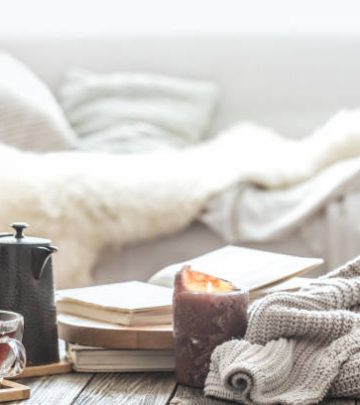 Home comfort in the living room with a Cup of tea and a kettle