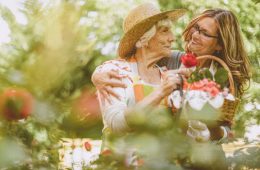 Mother and daughter In the garden for mothers day