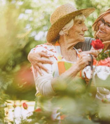 Mother and daughter In the garden for mothers day