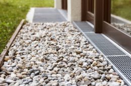 French drain with gravel floor. Drainage Surface system for strong rains