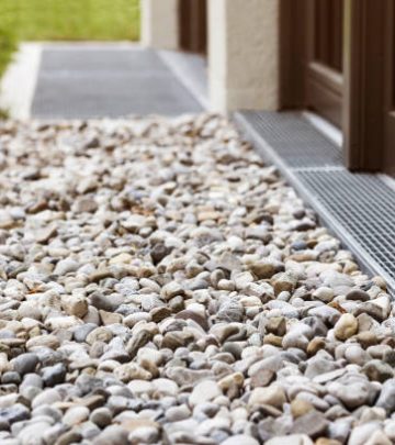 French drain with gravel floor. Drainage Surface system for strong rains