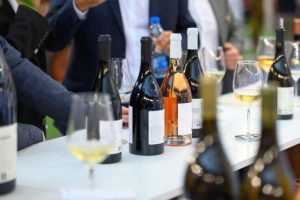 Close-up of wine tasting event