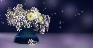 beautiful floral vase with baby's breath flowers