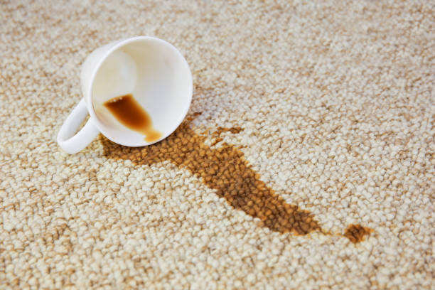 Stain is on floor.
